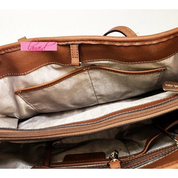 Michael Kors Jet Set Saffiano Leather Tote Bag Luggage Large Big Shoulder Purse - Picture 8 of 16